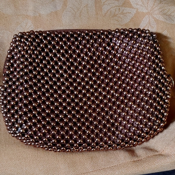 Elegant Brown Beaded Coin Purse - Picture 1 of 3